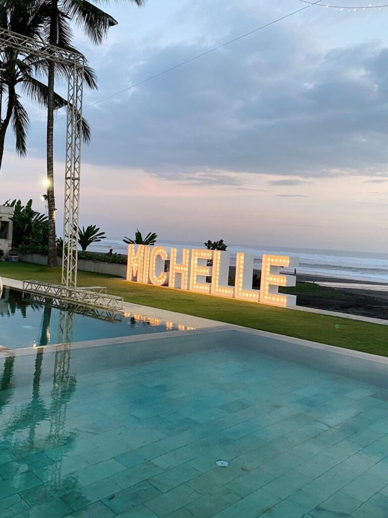Giant Letter Michelle at Villa Vedas