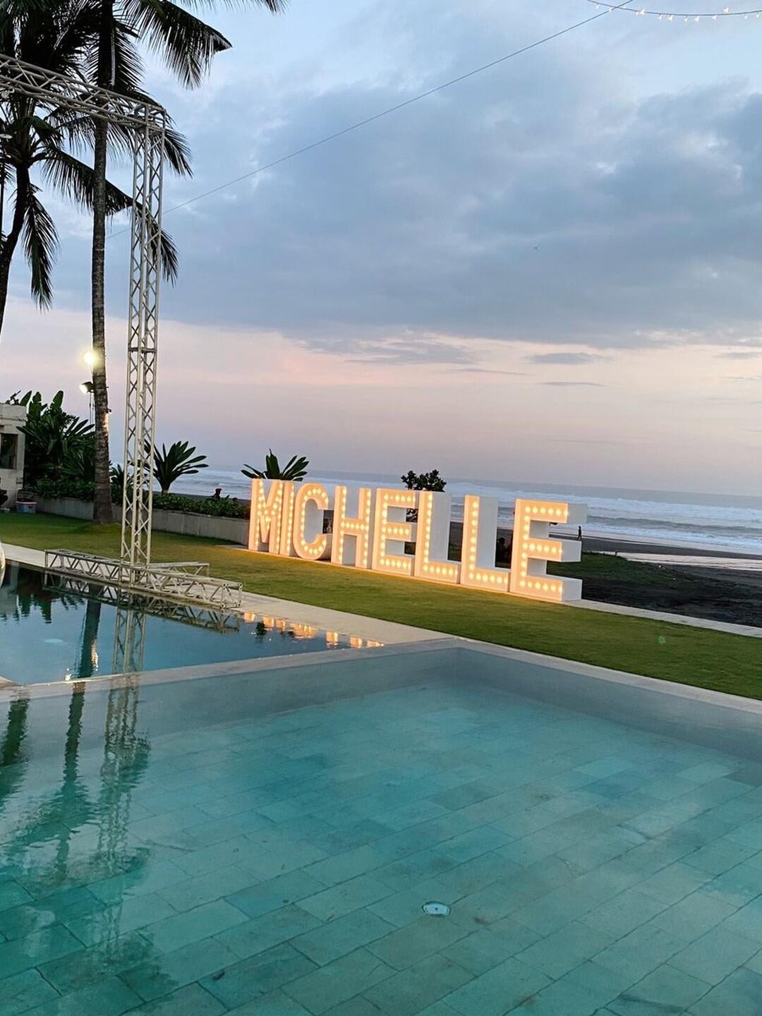 Giant Letter Michelle at Villa Vedas